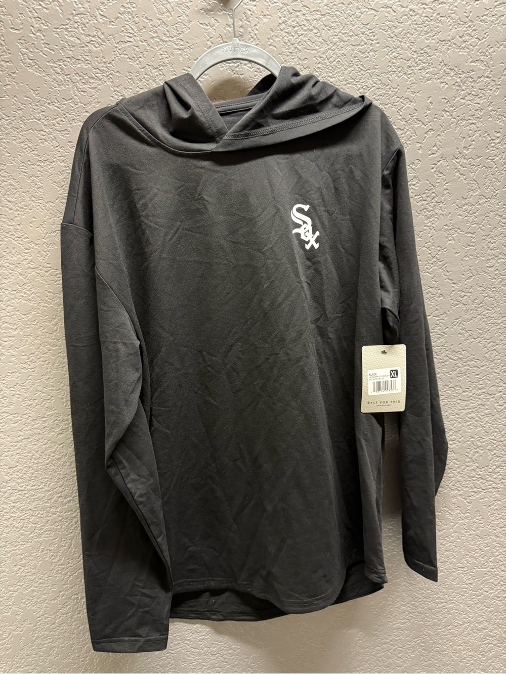BYLT Basics Black Long-Sleeve Hooded Shirt with White Logo
